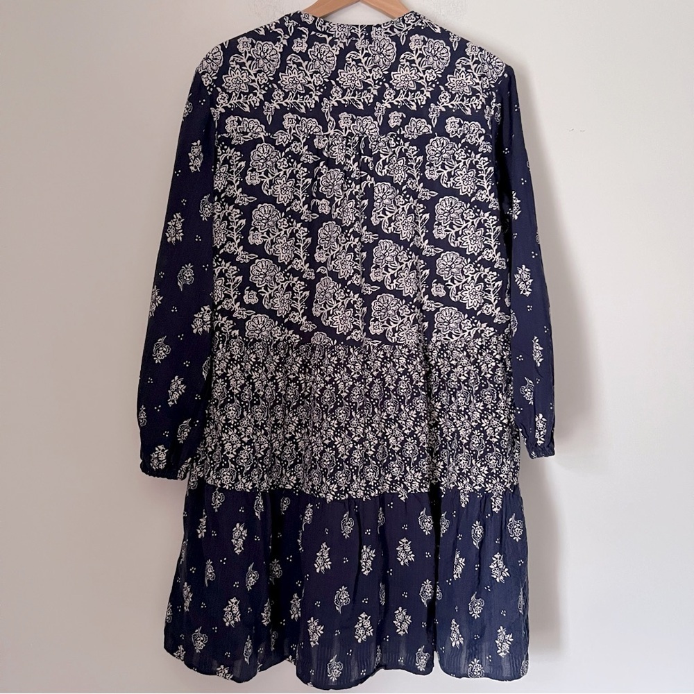 Anthropologie Maeve Carlita Navy Tiered Mixed Floral Cotton Dress NEW - Picture 13 of 16